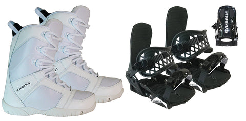 Symbolic UL Snowboard White Blem Boots & BLK Bindings Package Deal Womens Size 6 7 8 9 10