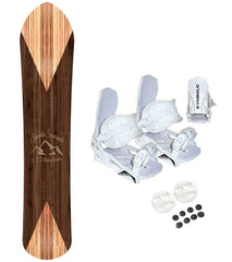 143cm Symbolic Timber Powder Snowboard And Bindings White 2PC Complete Package