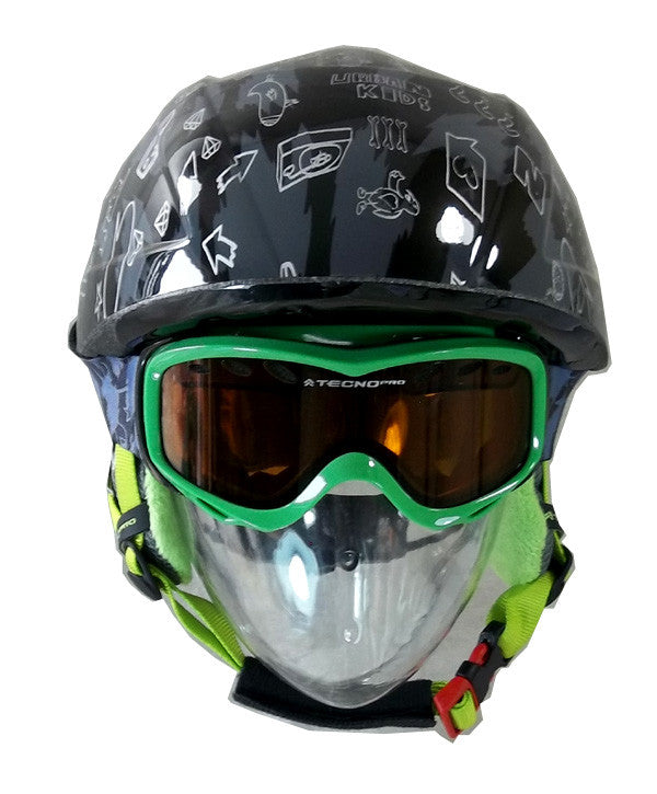 Tecnopro  Helmet & Goggles Combo Black snowboard, ski kids Small-Medium 50-58cm