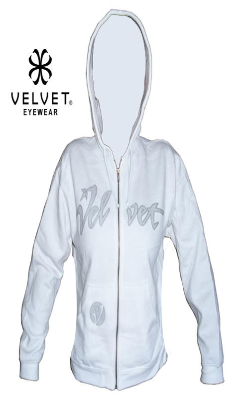 Velvet "Juicy" Zipper Hoodie Womens Sweatshirt White S M L